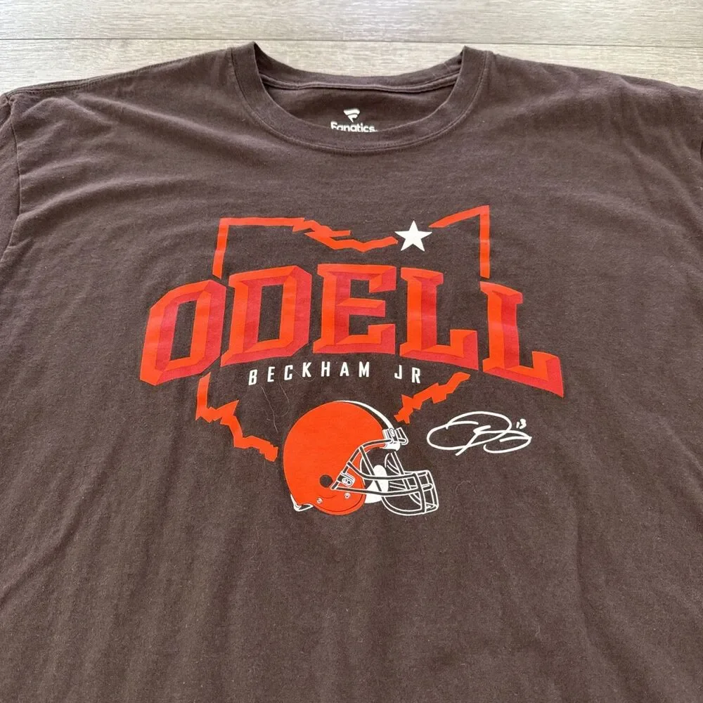 Odell Beckham Jr Shirt Cleveland Browns NFL Men's Brown Tee 2XL